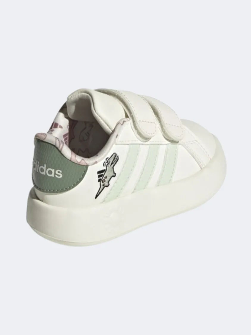 Adidas Grand Court Dino Infant Boys Sportswear Shoes Off White/Green