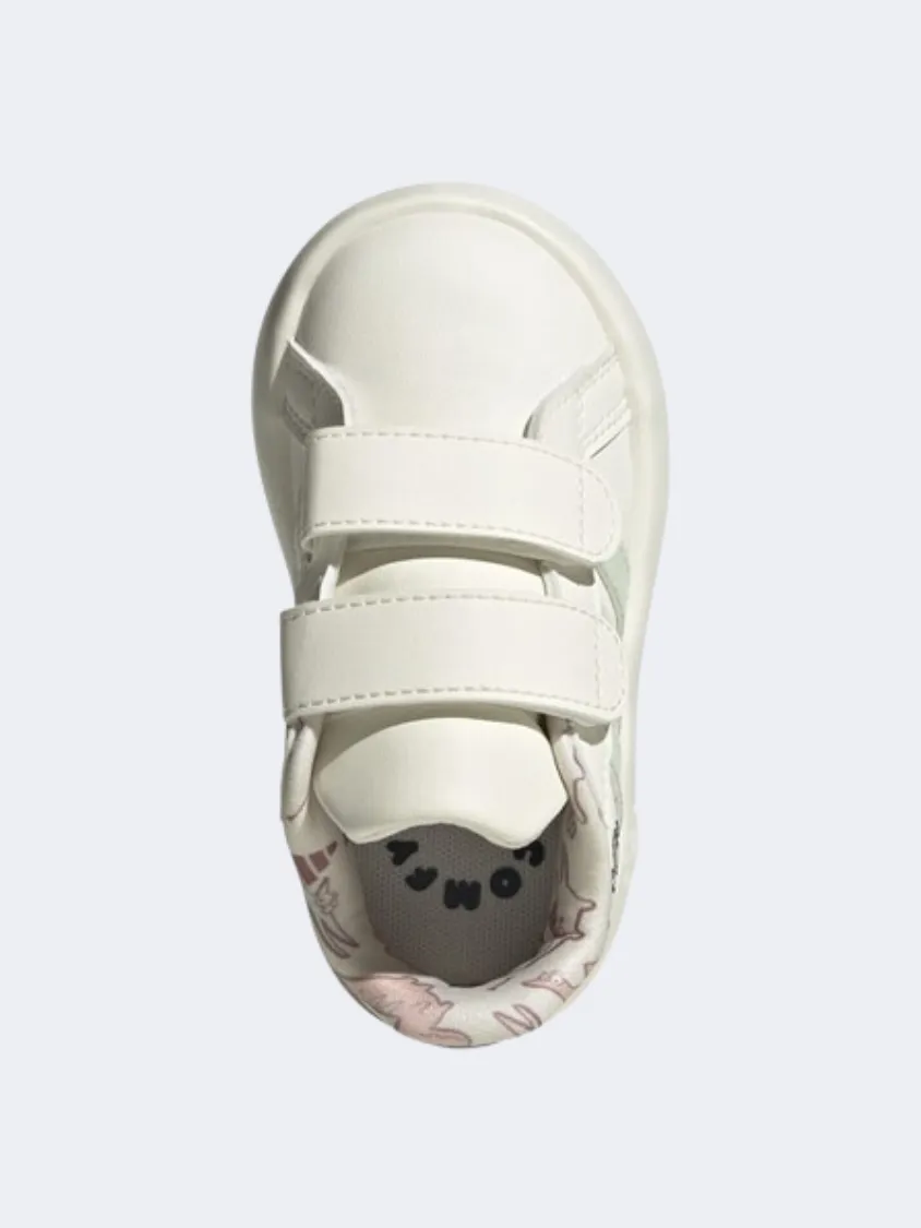 Adidas Grand Court Dino Infant Boys Sportswear Shoes Off White/Green