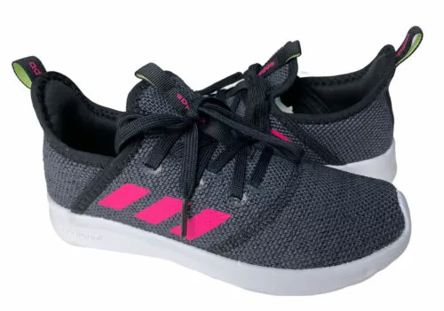 Adidas Kid's Cloudfoam Pure Athletic Sneakers Black Pink Gray Size 1.5
