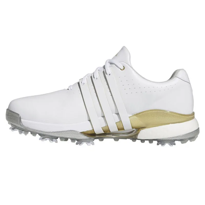 Adidas Tour360 24 Golf Shoes - Cloud White / Gold Metallic / Silver Metallic