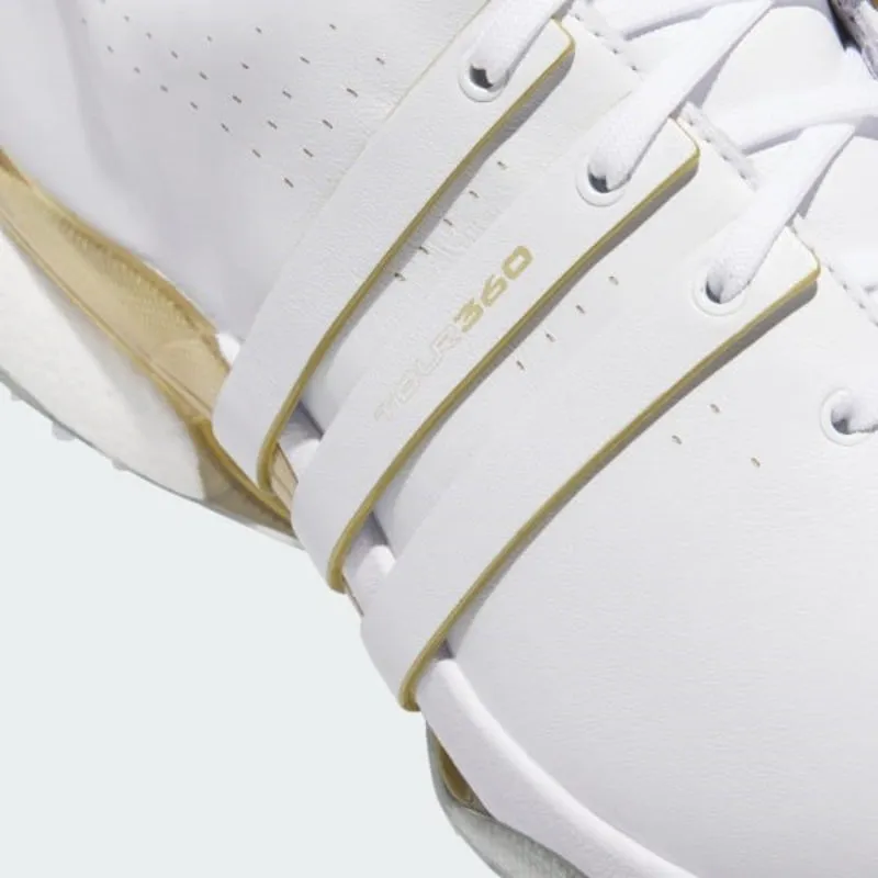Adidas Tour360 24 Golf Shoes - Cloud White / Gold Metallic / Silver Metallic