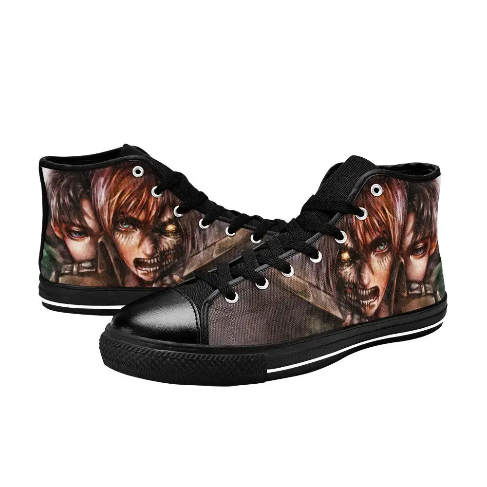 Attack on Titan Levi v Eren Shoes High Tops Sneakers for Kids and Adults