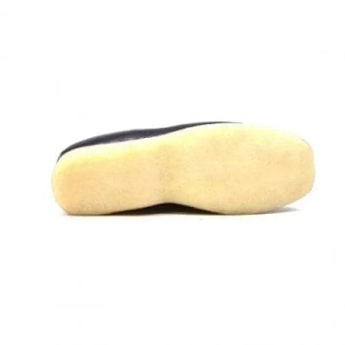 British Walkers Brick Men's Black Leather Crepe Sole Slip On Shoes