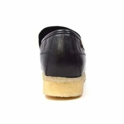British Walkers Brick Men's Black Leather Crepe Sole Slip On Shoes