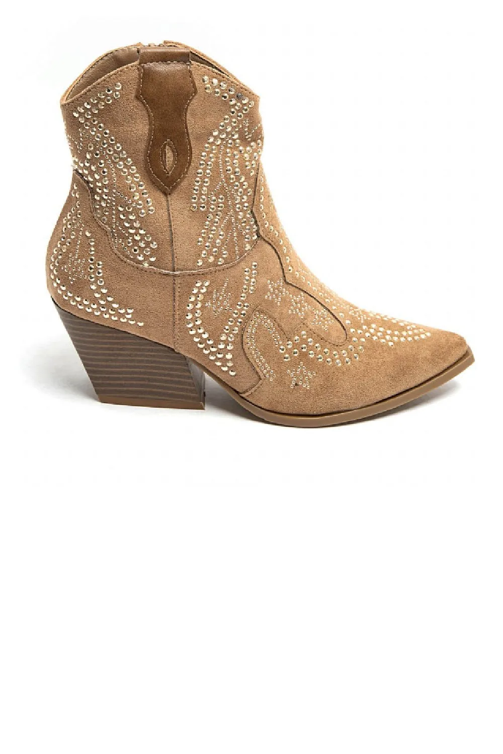 CAMEL EMBELLISHED ANKLE LENGTH WESTERN COWBOY BOOTS
