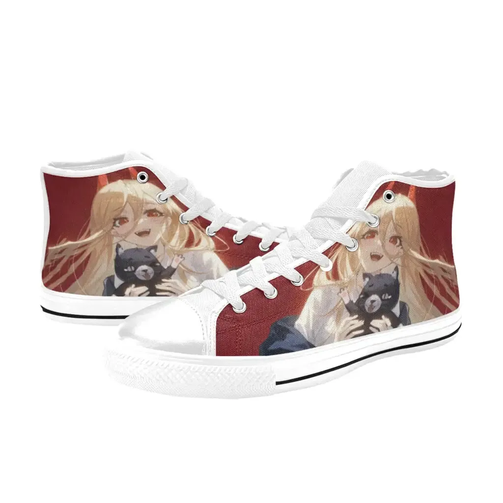 Chainsaw Man Power Shoes High Top Sneakers for Kids and Adults