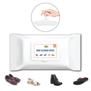 Cleno Shoe Cleaner Wet Wipes For Shoes/Loafers/Sandals/Slippers/Traditional Footwear/Athletic Shoes/Sneakers/White Shoes/Golf-Tennis Shoes/Scrub Off Dirt/Mud - 80 Wipes (Ready to Use)