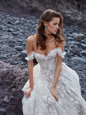 Court A-Line Lace Off-The-Shoulder Beach Wedding Dress AP8246
