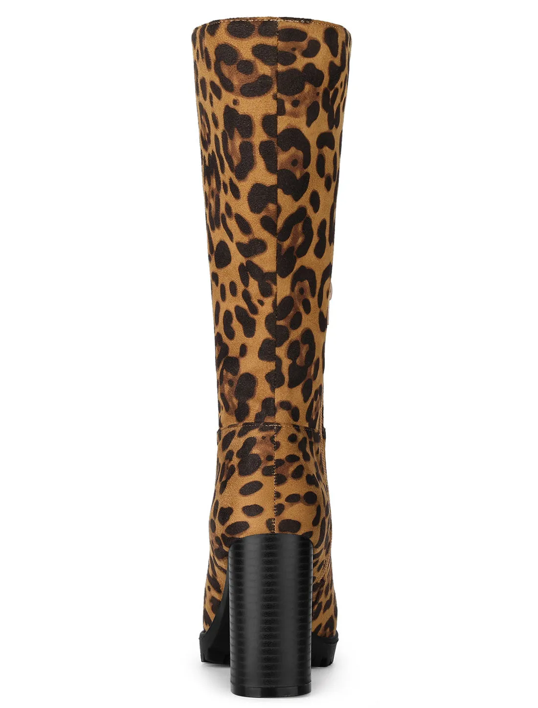 Faux Suede Mid Calf Block Heel Side Zipper Mid-Calf Boots