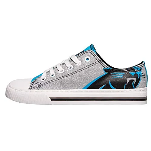 FOCO Carolina Panthers NFL Womens Glitter Low Top Canvas Shoes - 9