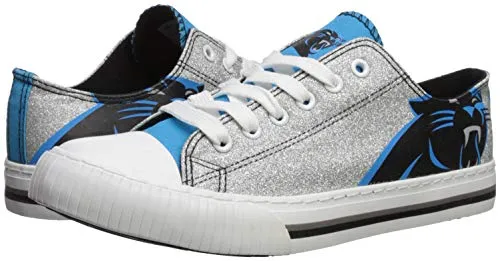 FOCO Carolina Panthers NFL Womens Glitter Low Top Canvas Shoes - 9
