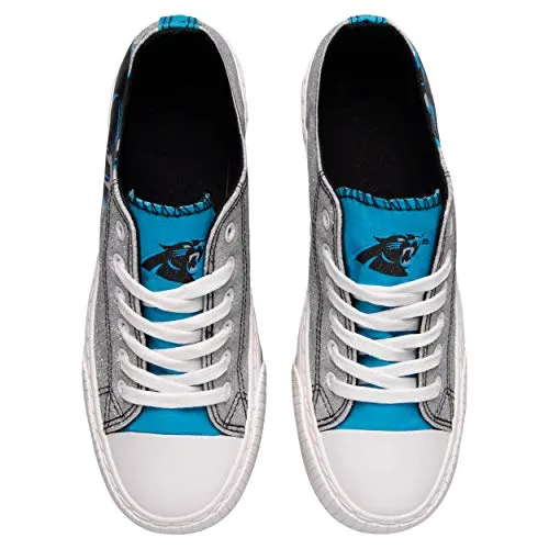 FOCO Carolina Panthers NFL Womens Glitter Low Top Canvas Shoes - 9