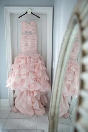 Gorgeous Sweetheart Ruffles Pleats Mermaid Wedding Dresses With Beading N546