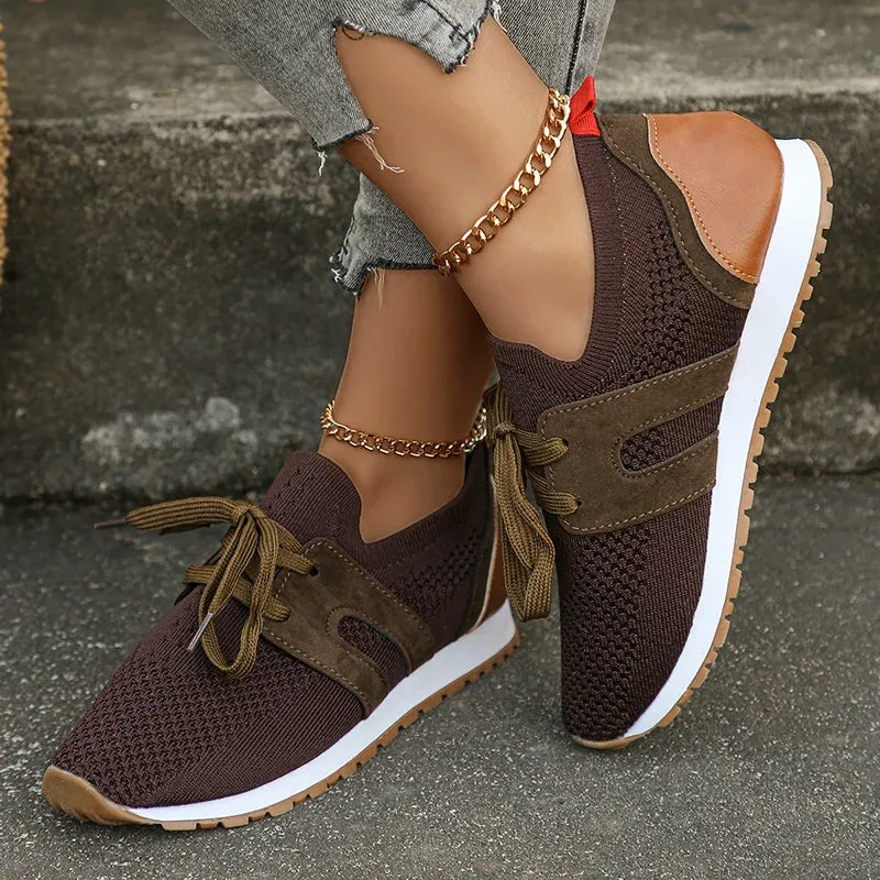 Hnzxzm Comfort Breathable Knitted Sneakers Women 2024 Spring Flat Heels Athletic Running Shoes Woman Plus Size 43 Casual Walking Shoes