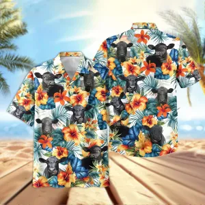 Joy Corners Black Angus Colorful Summer Flowers And Leaves 3D Hawaiian Shirt