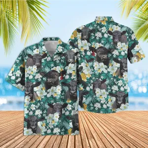 Joy Corners Black Angus Floral Blue Summer 3D Hawaiian Shirt