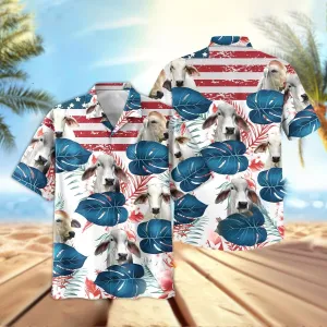 Joy Corners Brahman Us Flag Flower  3D Hawaiian Shirt