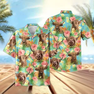 Joy Corners Highland Tropical Plants Leaves 3D Hawaiian Shirt