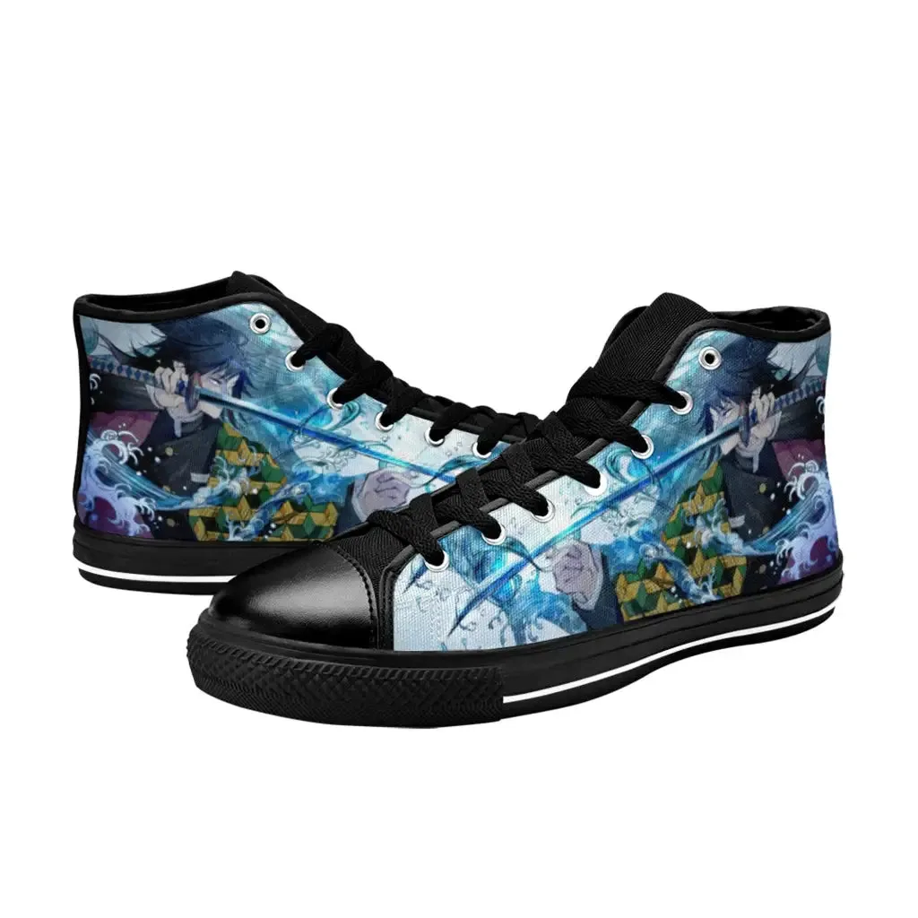 Kimetsu no yaiba Demon Slayer Giyu Tomioka Shoes High Top Sneakers for Kids and Adults