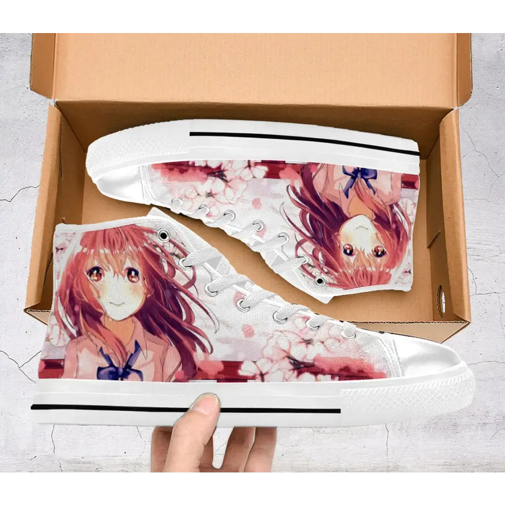 Koe No Katachi A Silent Voice Shouko Nishimiya Cherry Blossom Shoes High Top Sneakers for Kids and Adults