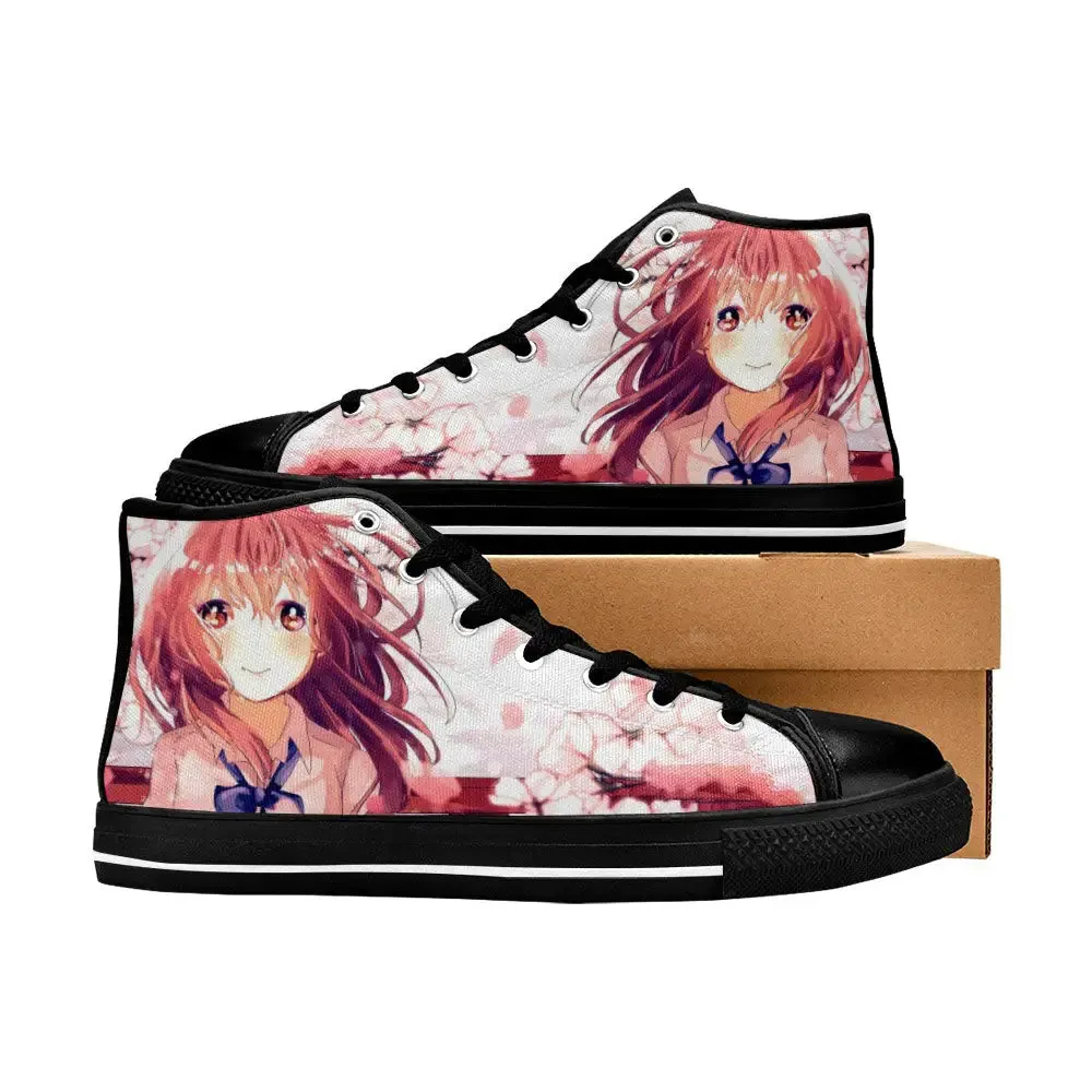 Koe No Katachi A Silent Voice Shouko Nishimiya Cherry Blossom Shoes High Top Sneakers for Kids and Adults