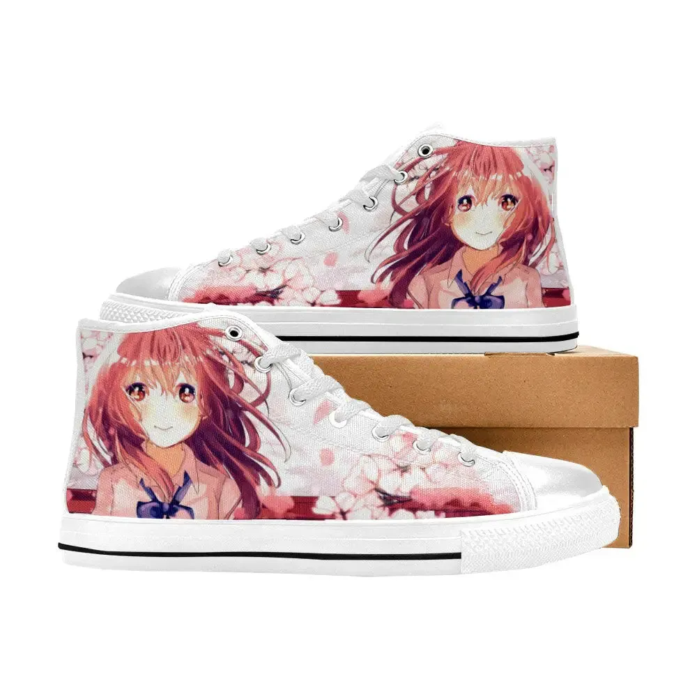 Koe No Katachi A Silent Voice Shouko Nishimiya Cherry Blossom Shoes High Top Sneakers for Kids and Adults