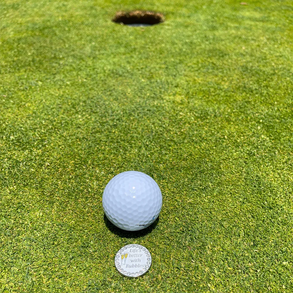 Life's Better With Bubbles Golf Ball Marker With Colored Clip
