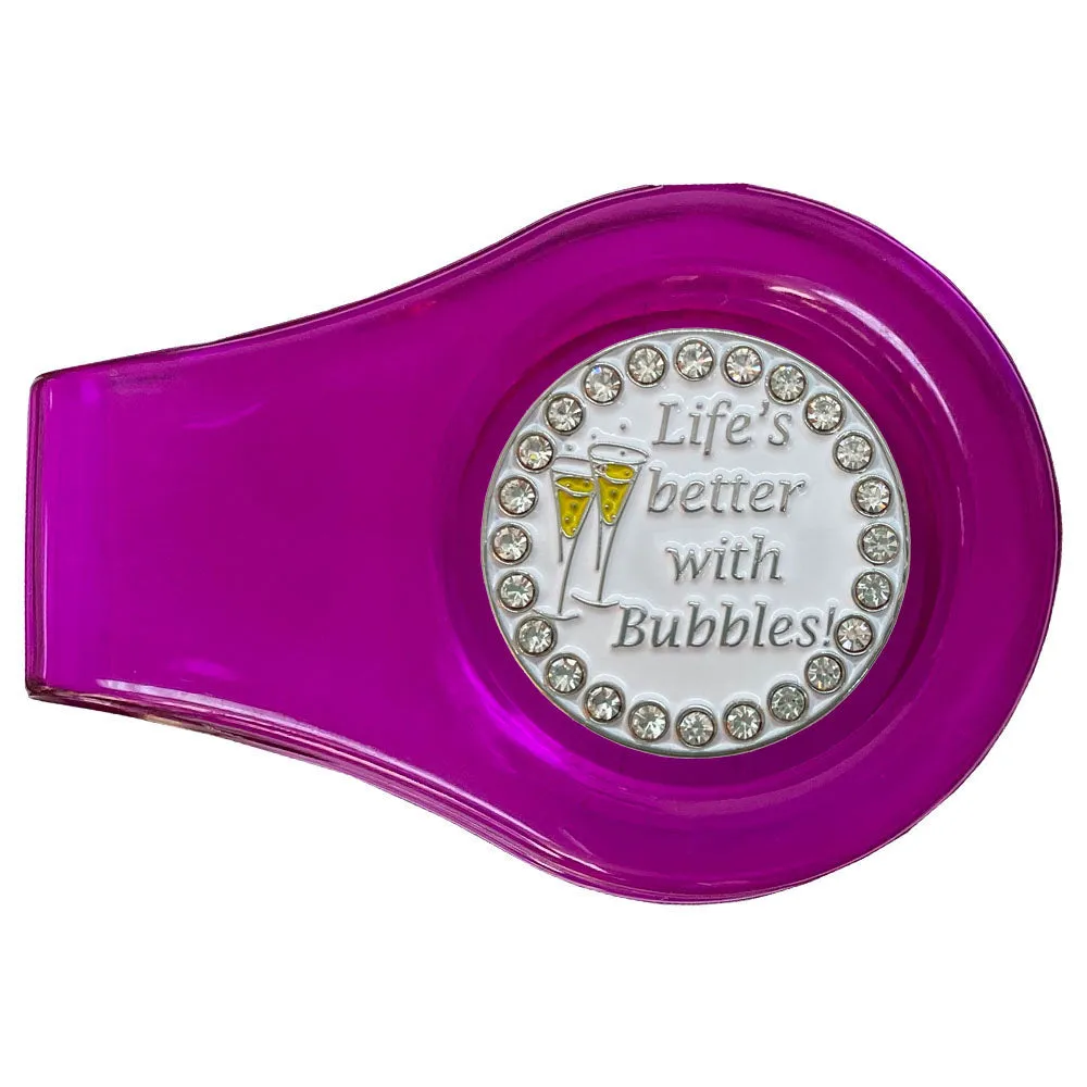 Life's Better With Bubbles Golf Ball Marker With Colored Clip