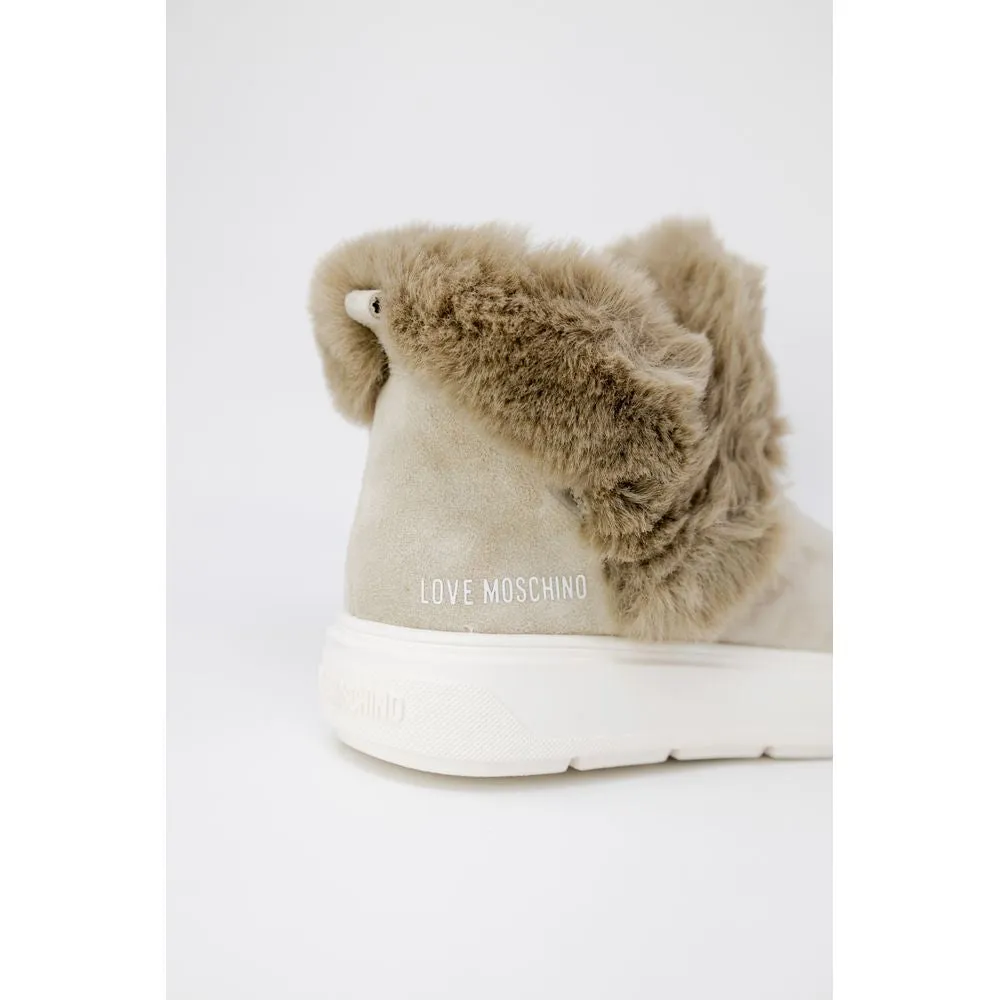Love Moschino Beige Leather Sneakers