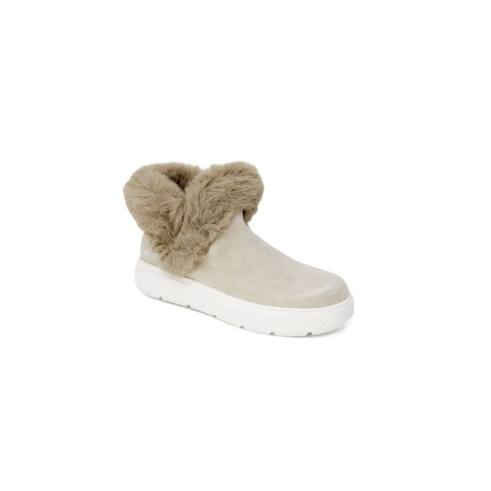 Love Moschino Beige Leather Sneakers