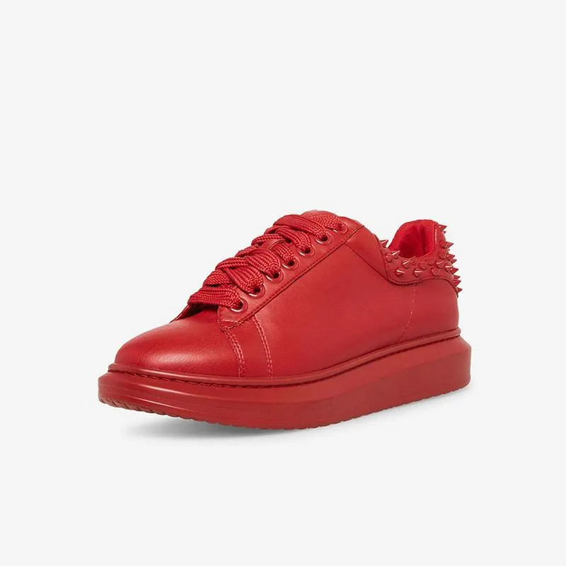 Round Toe Lace Up Spike Sneakers