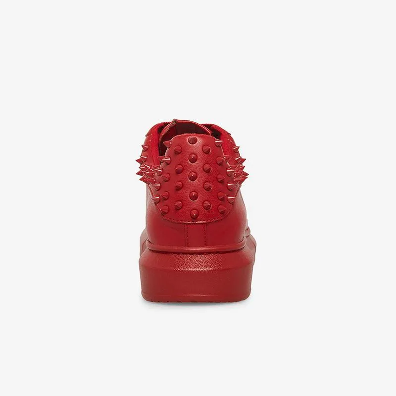 Round Toe Lace Up Spike Sneakers