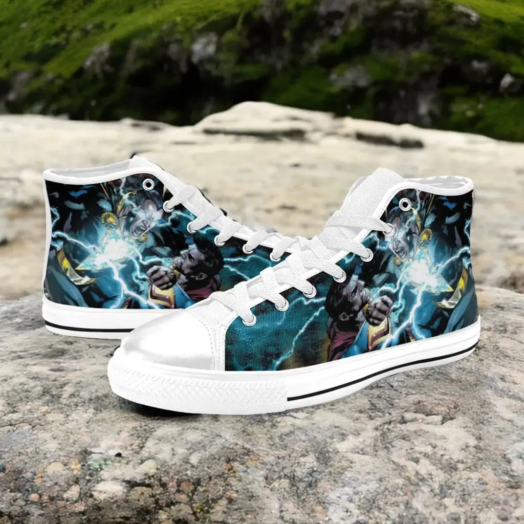 Shazam v Superman Shoes High Top Sneakers for Kids and Adults
