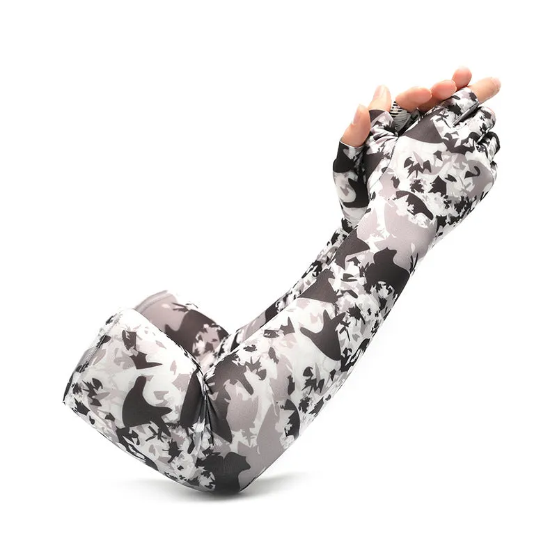 Sun Protection Five Finger Ice Sleeve Female Lengthened Outdoor Riding Viscose Fiber Sun-Protection Oversleeves