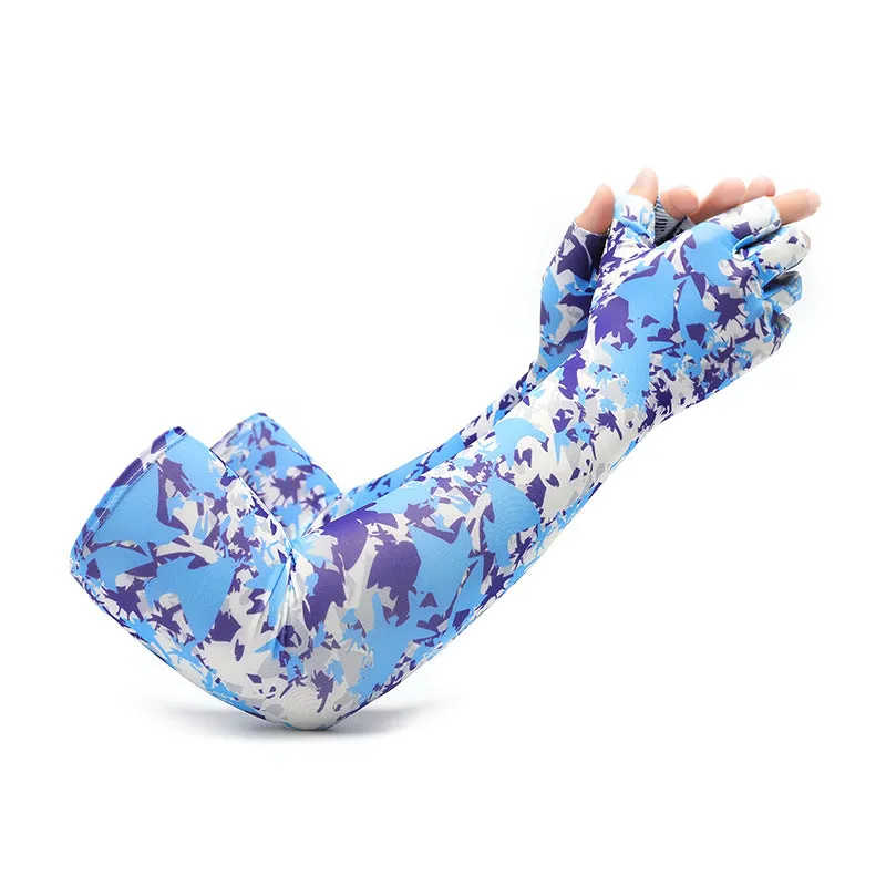 Sun Protection Five Finger Ice Sleeve Female Lengthened Outdoor Riding Viscose Fiber Sun-Protection Oversleeves