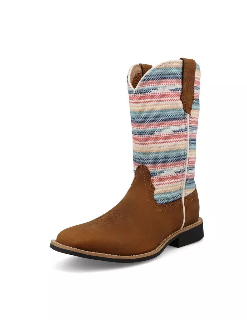 Twisted X Western Boots Girls Top Hand Pull On Pecan Multi - YTH0028