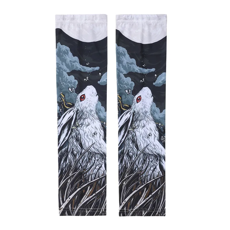 UPF50 Printing Tattoo Oversleeve Male Flower Arm Sunscreen Ice Silk Arm Sleeve