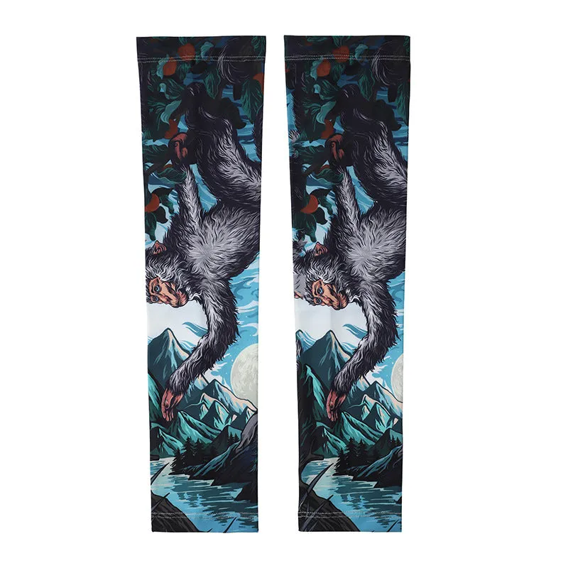 UPF50 Printing Tattoo Oversleeve Male Flower Arm Sunscreen Ice Silk Arm Sleeve