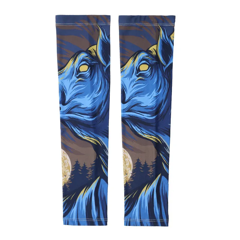 UPF50 Printing Tattoo Oversleeve Male Flower Arm Sunscreen Ice Silk Arm Sleeve