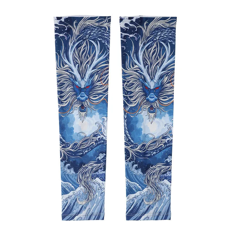 UPF50 Printing Tattoo Oversleeve Male Flower Arm Sunscreen Ice Silk Arm Sleeve