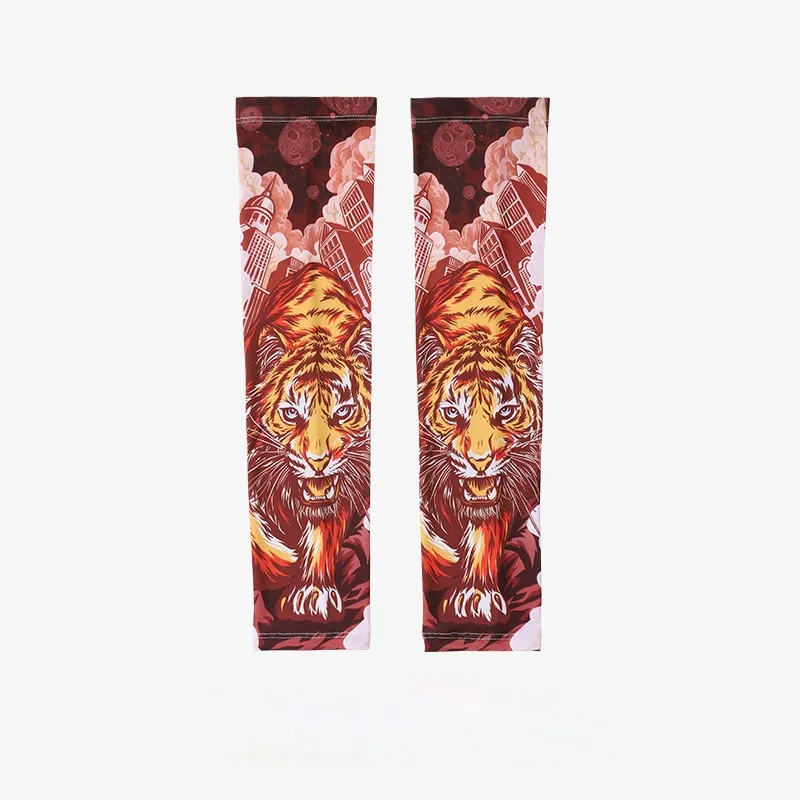 UPF50 Printing Tattoo Oversleeve Male Flower Arm Sunscreen Ice Silk Arm Sleeve