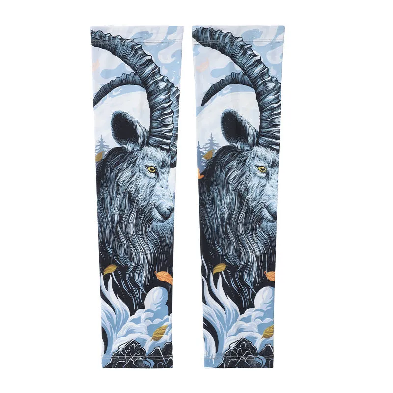 UPF50 Printing Tattoo Oversleeve Male Flower Arm Sunscreen Ice Silk Arm Sleeve