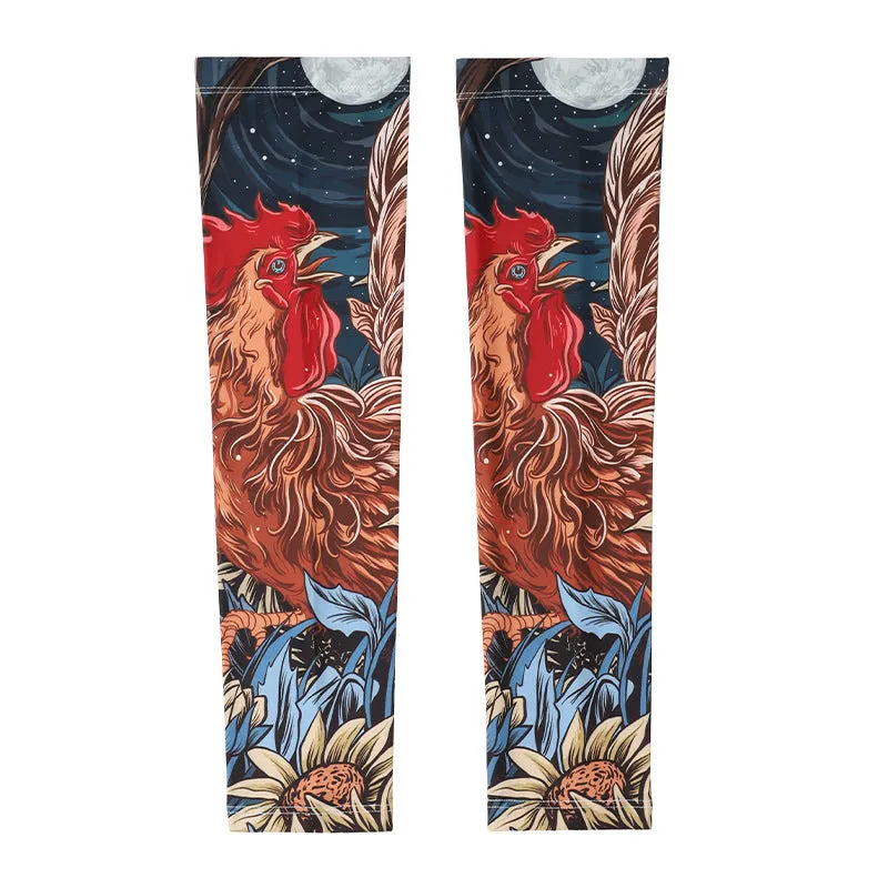 UPF50 Printing Tattoo Oversleeve Male Flower Arm Sunscreen Ice Silk Arm Sleeve