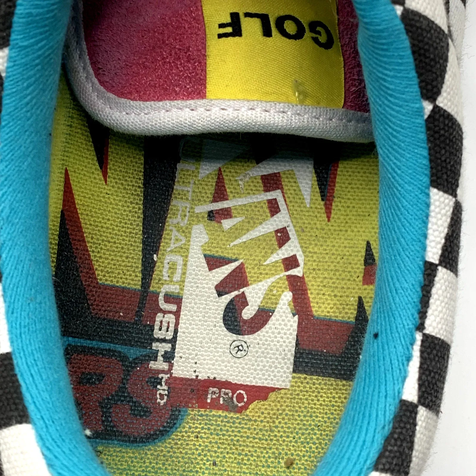 VANS X GOLF WANG Men's Pink/Blue Checkered Pro Skateboarding Sneakers SZ 11