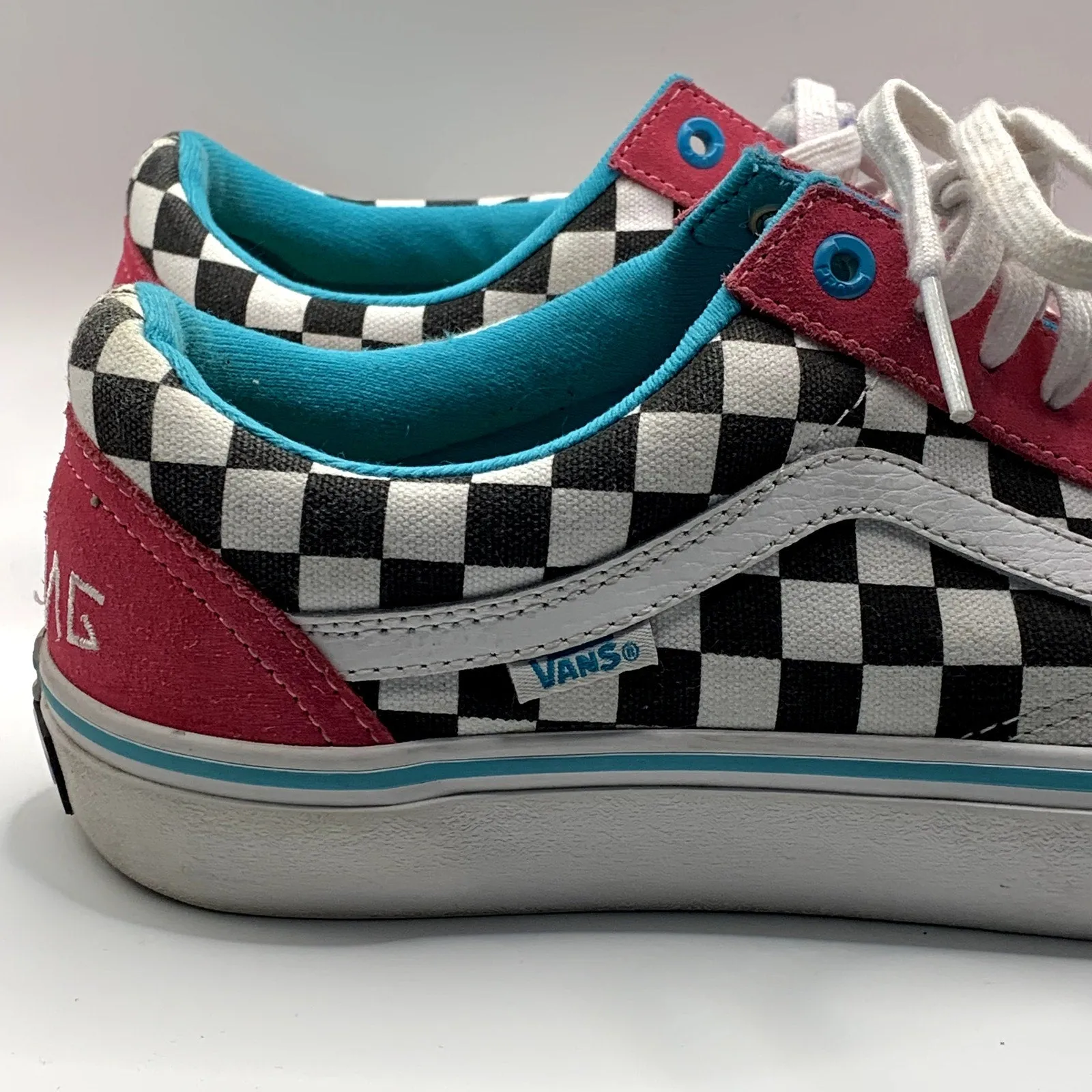 VANS X GOLF WANG Men's Pink/Blue Checkered Pro Skateboarding Sneakers SZ 11
