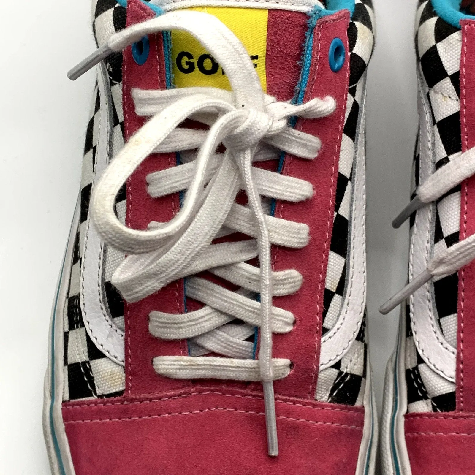 VANS X GOLF WANG Men's Pink/Blue Checkered Pro Skateboarding Sneakers SZ 11