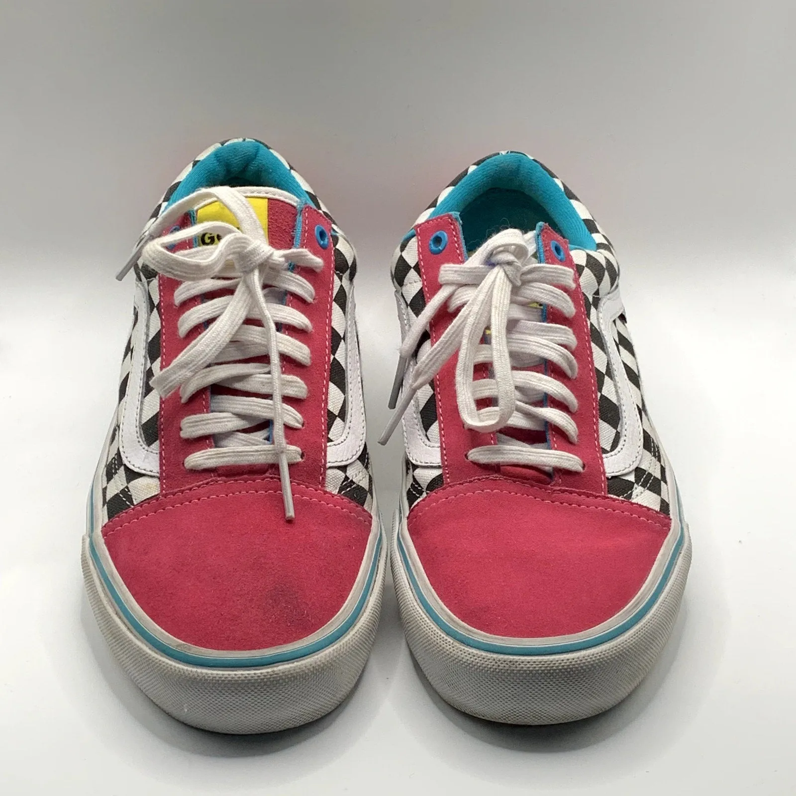 VANS X GOLF WANG Men's Pink/Blue Checkered Pro Skateboarding Sneakers SZ 11