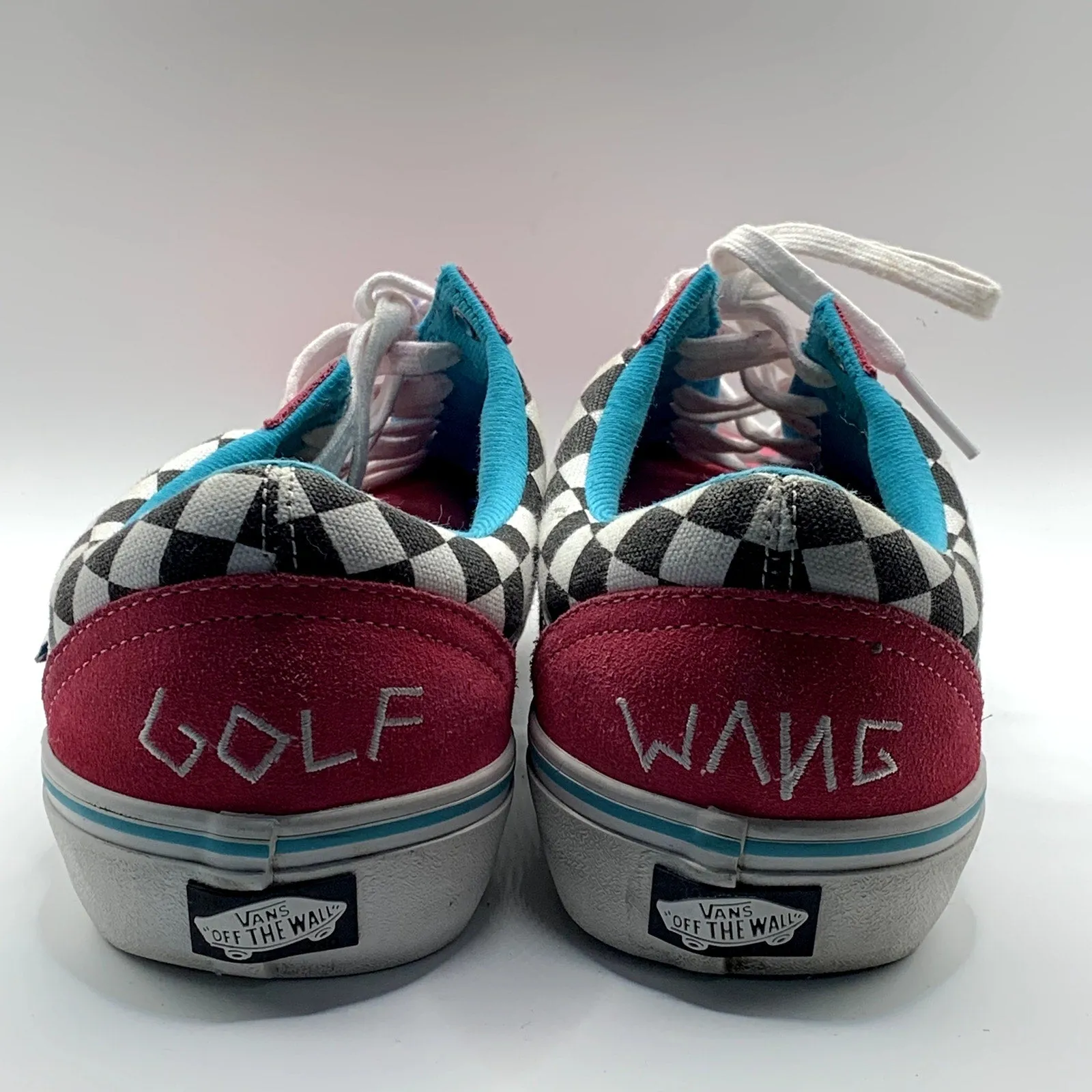 VANS X GOLF WANG Men's Pink/Blue Checkered Pro Skateboarding Sneakers SZ 11