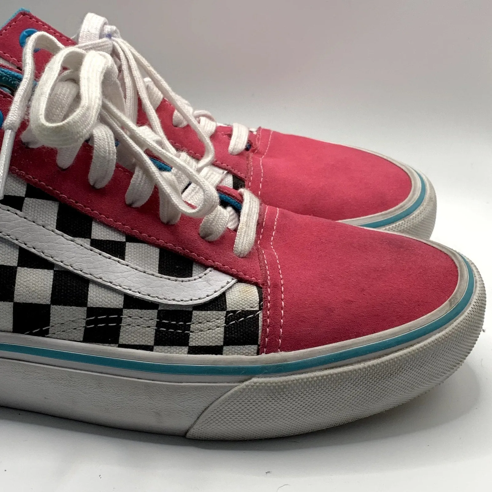VANS X GOLF WANG Men's Pink/Blue Checkered Pro Skateboarding Sneakers SZ 11