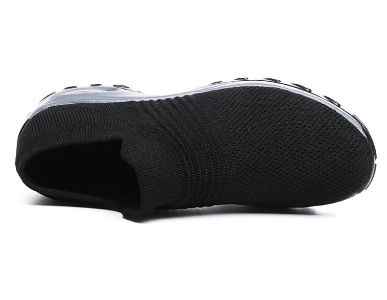 Women's knitting slip on sneakers air cushion breathable casual shoes for walking